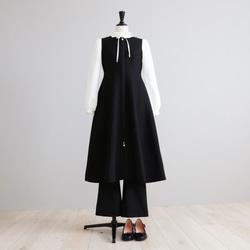 【人気のニットジレワンピ！】ホールガーメント オープンファスナー ジレワンピース【ブラック】 10枚目の画像