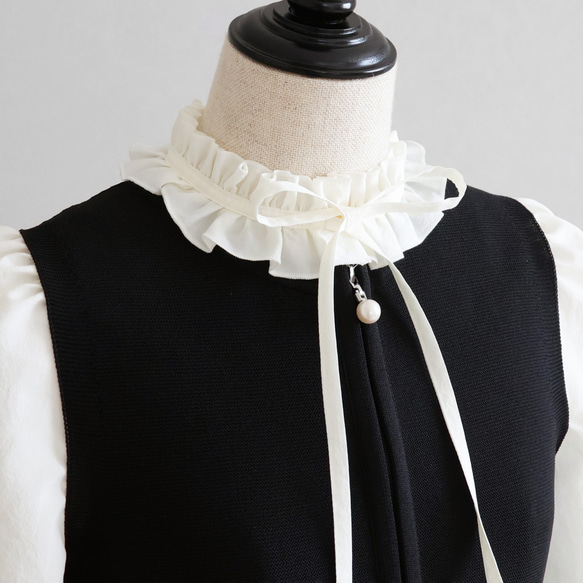 【人気のニットジレワンピ！】ホールガーメント オープンファスナー ジレワンピース【ブラック】 13枚目の画像