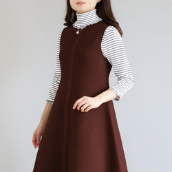 【人気のニットジレワンピ！】ホールガーメント オープンファスナー ジレワンピース【ブラック】 9枚目の画像