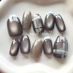 ネイルチップ　オーダー専用　バレンタイン　冬　ニット　チェック柄　マグネット 80d72d26cd530d76f559138d6b0277