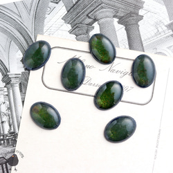 カボション・ヴィンテージ七宝焼 オーバル 13ｘ18mm ダークグリーン【2個】CB21-21 1枚目の画像