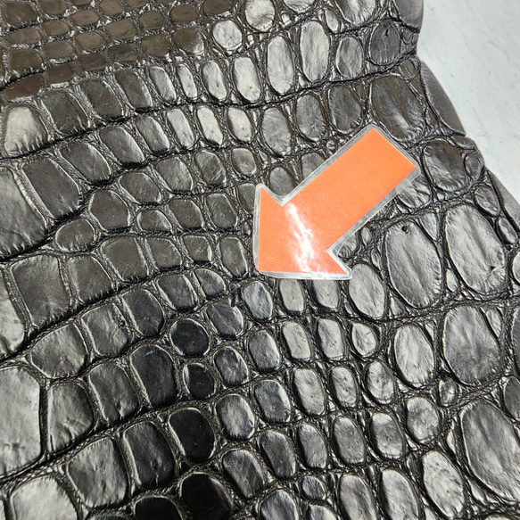 ワニ革 クロコ ナッパ仕上げ  黒 No.C008730 15枚目の画像