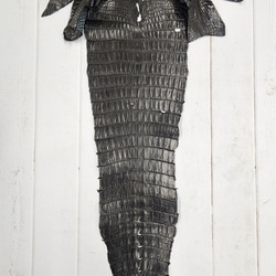 ワニ革 クロコ ナッパ仕上げ  黒 No.C008730 5枚目の画像