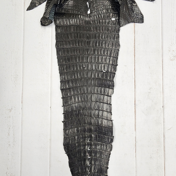 ワニ革 クロコ ナッパ仕上げ  黒 No.C008730 5枚目の画像