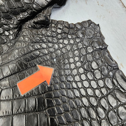 ワニ革 クロコ ナッパ仕上げ  黒 No.C008730 14枚目の画像