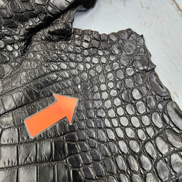 ワニ革 クロコ ナッパ仕上げ  黒 No.C008730 14枚目の画像