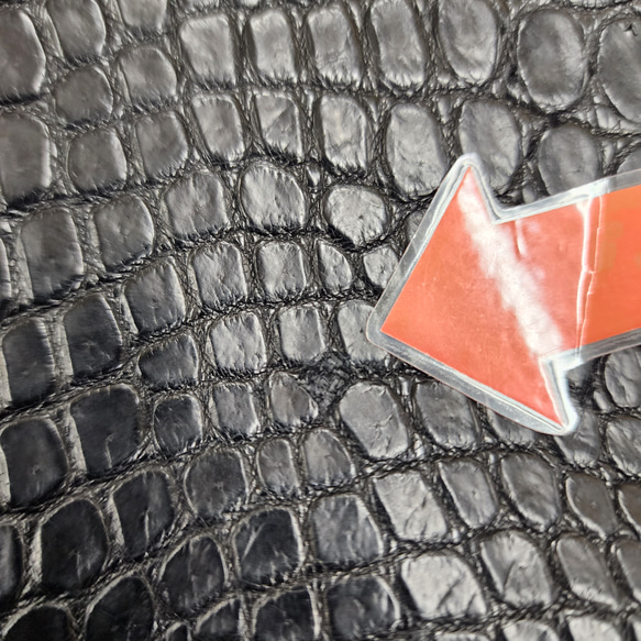 ワニ革 クロコ ナッパ仕上げ  黒 No.C008730 16枚目の画像