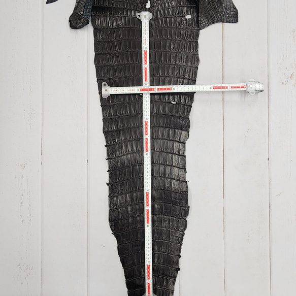 ワニ革 クロコ ナッパ仕上げ  黒 No.C008730 7枚目の画像