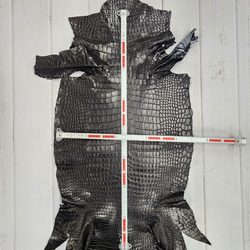 ワニ革 クロコ ナッパ仕上げ  黒 No.C008730 6枚目の画像