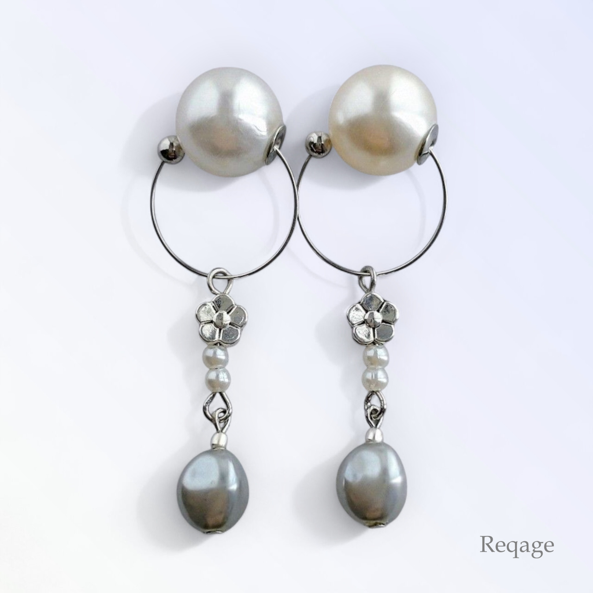 さとう式イヤーカフ（ビューティーカフ）フラワー＆グレーパール