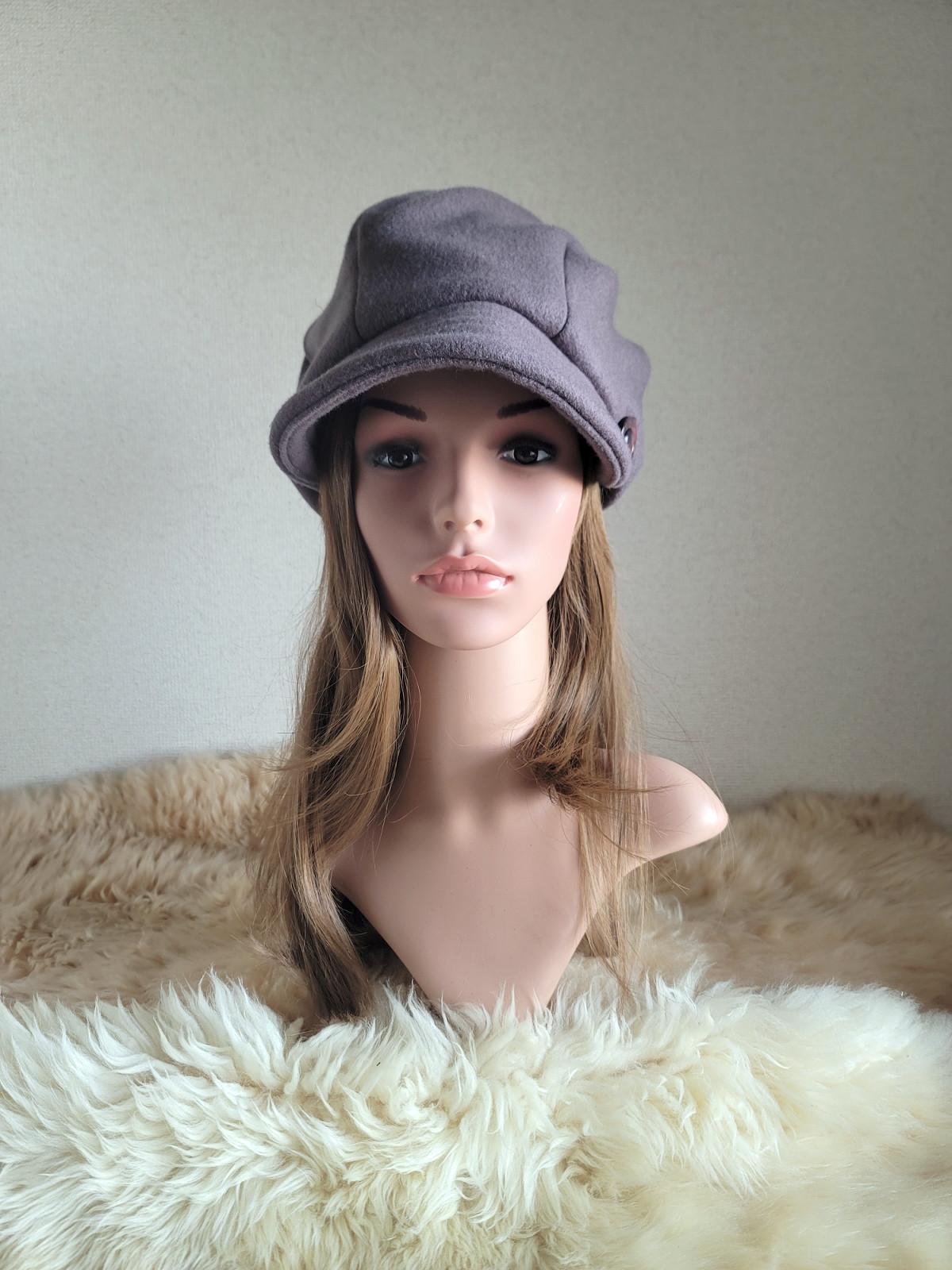 コンパクトタイプ★パープルグレージュ★約60.5㎝★ツイストキャスケット