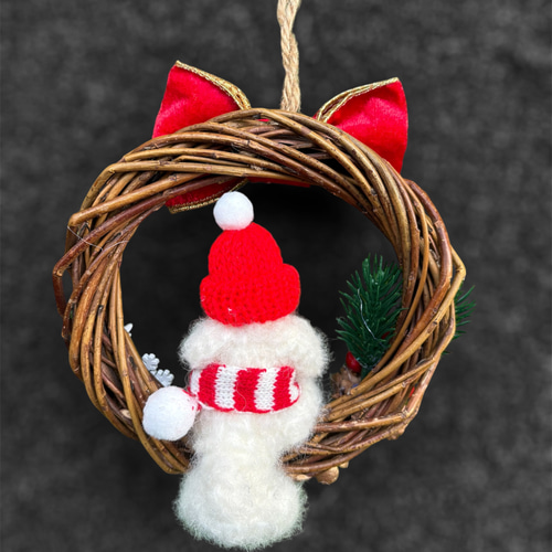 羊毛フェルト トイプードルのクリスマスミニリース クリスマス 羊毛