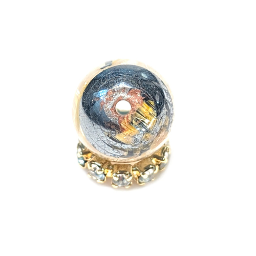 金の糸の宝庫】太陽放射ルチル 8ミリ 1粒売り 貫通穴あり ヘマタイト