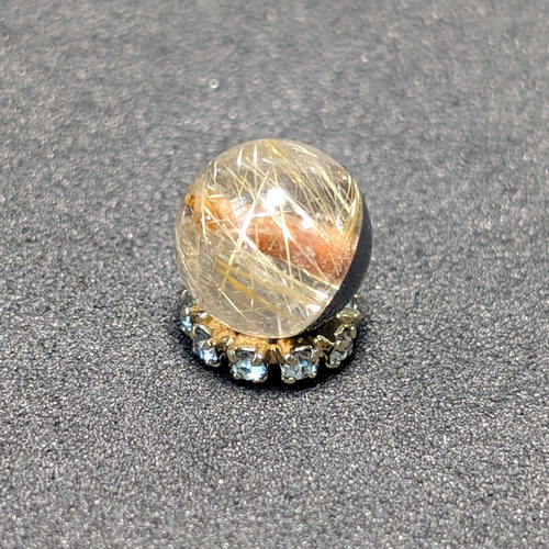 太陽ルチル　ヘマタイトルチル　天然石　金針タイチンルチル　ルチル　ゴールドルチル 金の糸の宝庫】太陽放射ルチル 8ミリ 1粒売り 貫通穴あり ヘマタイト