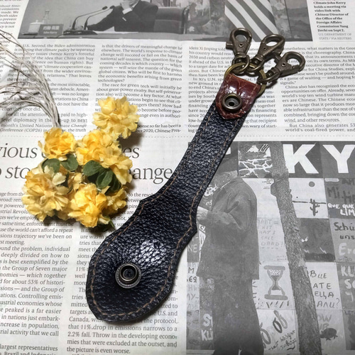 本ワニ革】Wolf キーループ ベルトループ キーホルダー 狼のコンチョ