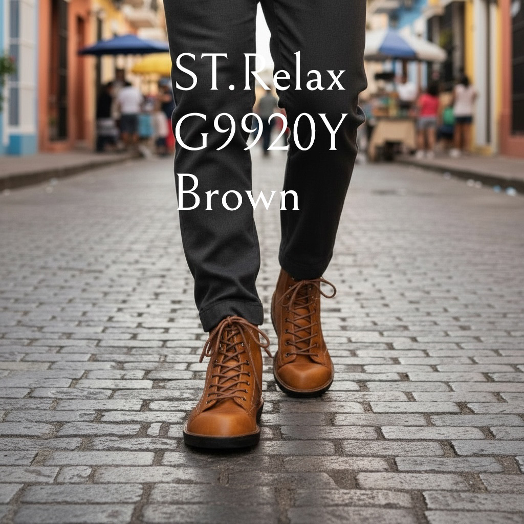 ◆宮城興業製◆ST.Relax/G9920Y／レースアップワークブーツ／山形県産牛革仕様／ブラウン／25.5cm／