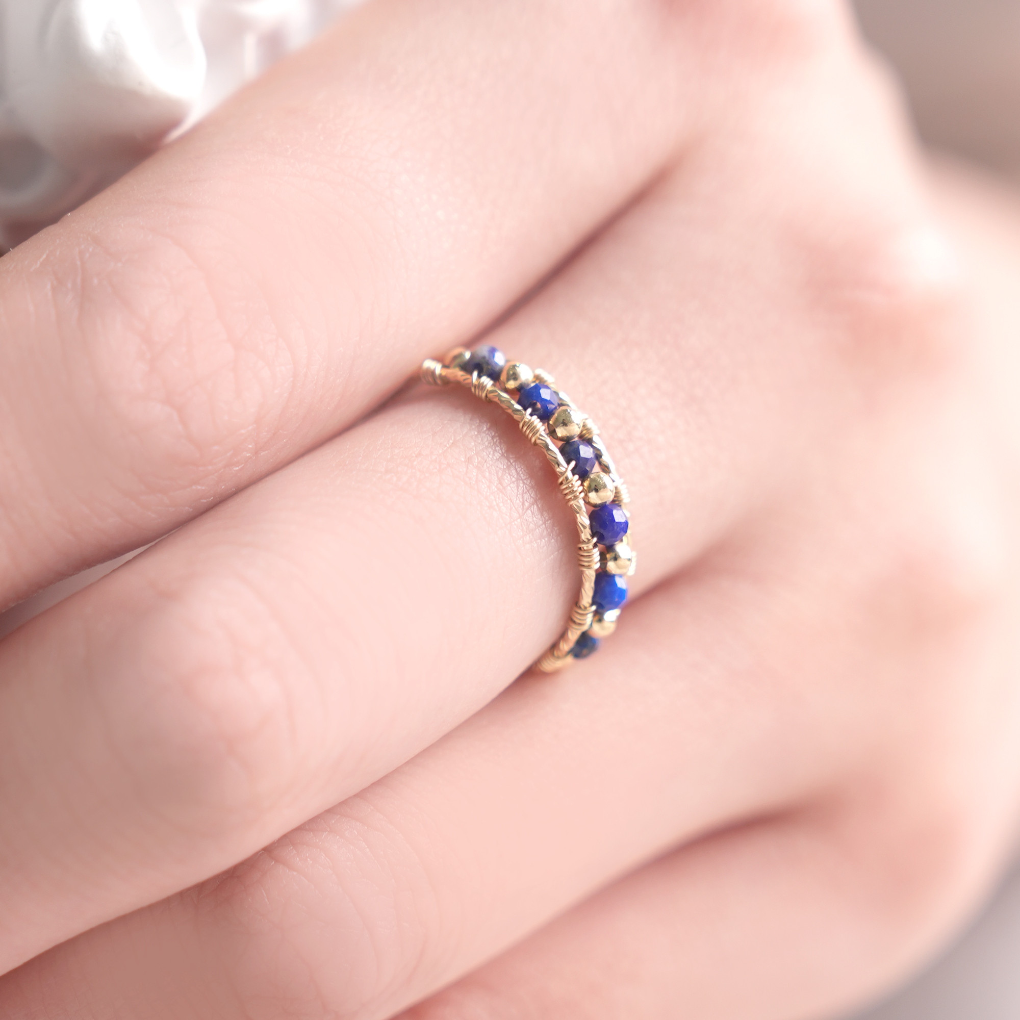 【期間限定価格】満天の星 ラピスラズリ 天然石 幸運のお守り｜新年・星に願いを 14金仕上げ高品質 リング