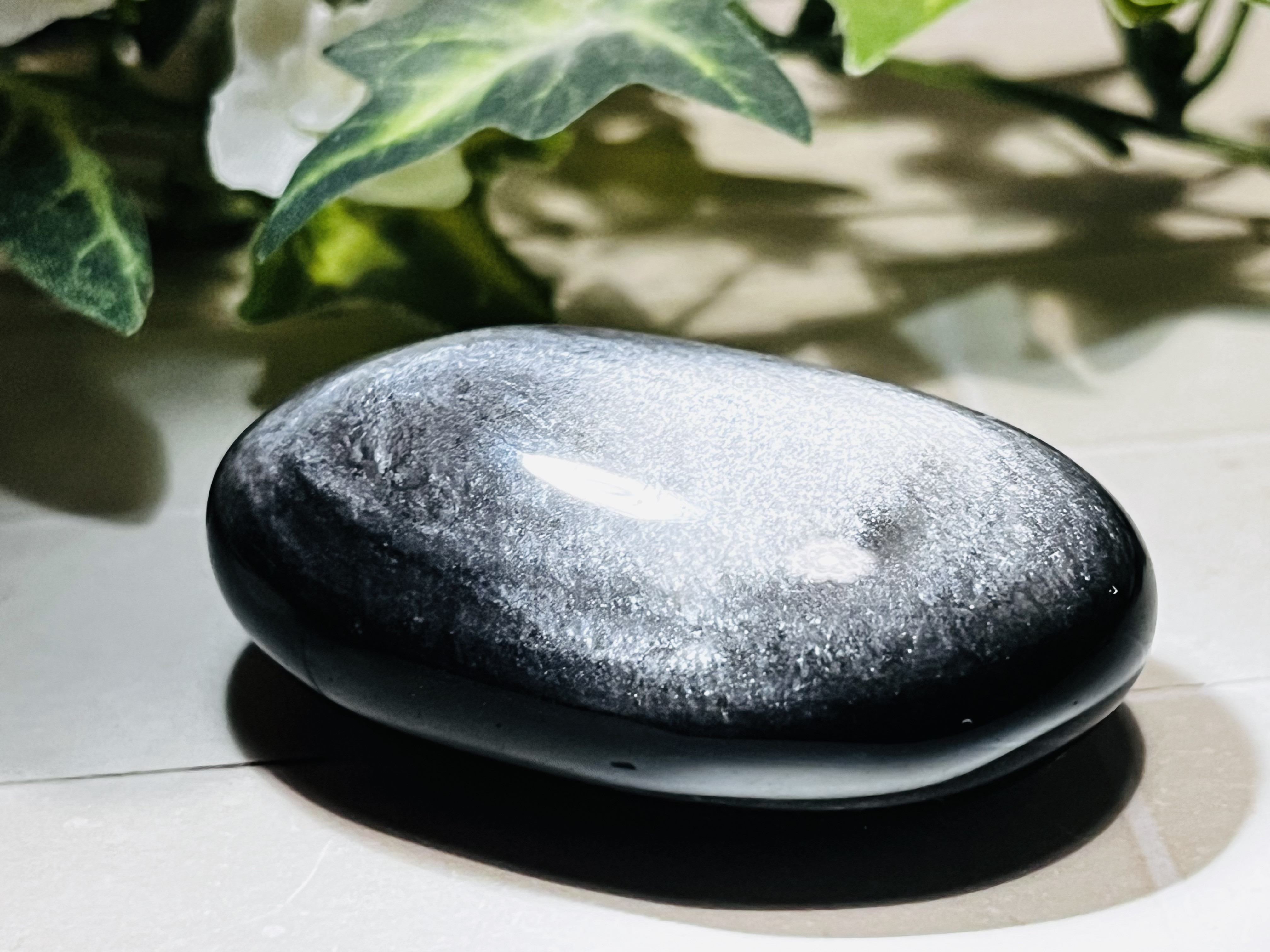 守護石°⌖꙳シルバーオブジディアン　黒曜石　タンブル　握り石