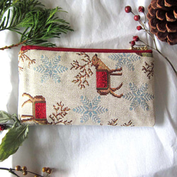 再販2025クリスマス　オランダ生地（MS）トナカイのポーチ　小銭入れ　鍵入れ　コスメ入れ 1枚目の画像