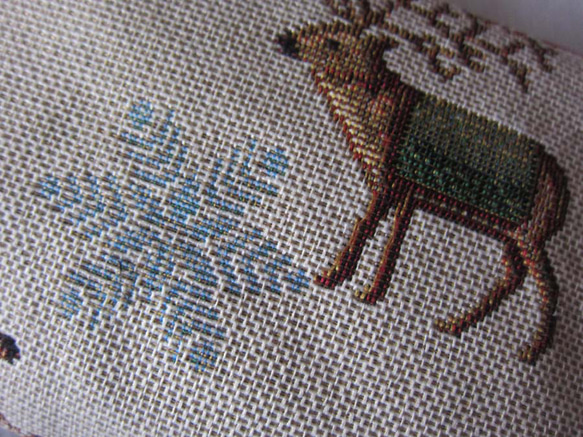 再販2025クリスマス　オランダ生地（MS）トナカイのポーチ　小銭入れ　鍵入れ　コスメ入れ 4枚目の画像