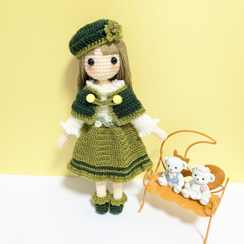 ✿＜受注制作＞グリーンケープの女の子 着せ替えあみぐるみ あみぐるみ