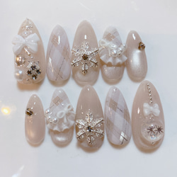 サイズオーダー ネイルチップ クリスマス マグ チェック フリル 大人