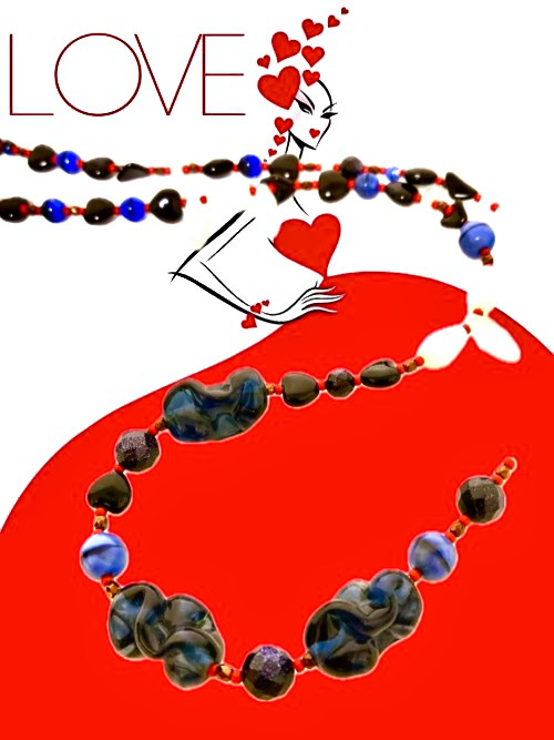 ネイビーブルービーズネックレス