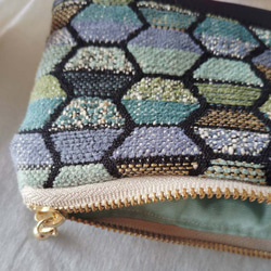 高級英国生地　ハチの巣柄　ブルー　コスメ入れ　カード入れ　薬入れ　カード入れ 2枚目の画像