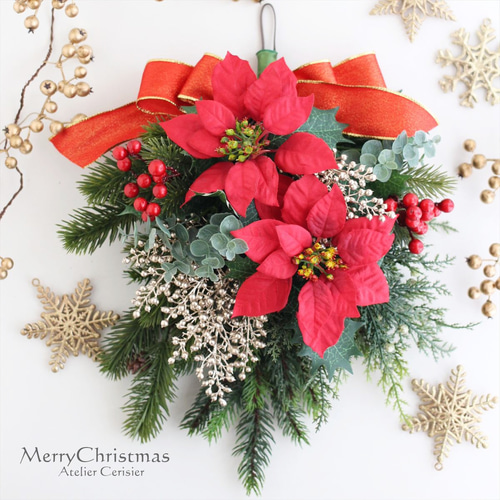 35×20cm レッドローズクリスマススワッグ 35×20cm レッドローズクリスマススワッグ