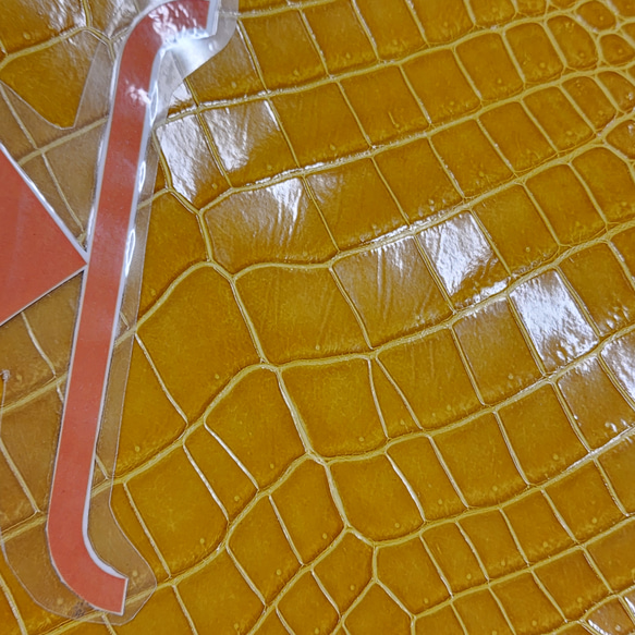 ワニ革 クロコ グレージング仕上げ  イエロースクワッシュ No.C008987 13枚目の画像