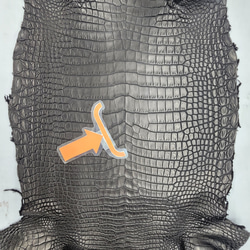 ワニ革 クロコ 半艶マット  黒　No.C009019 9枚目の画像