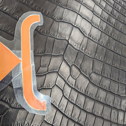 ワニ革 クロコ 半艶マット  黒　No.C009019 10枚目の画像