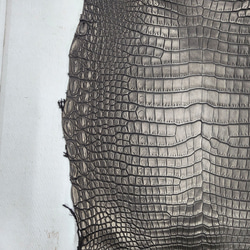 ワニ革 クロコ 半艶マット  黒　No.C009019 11枚目の画像