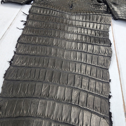 ワニ革 クロコ 半艶マット  黒　No.C009019 14枚目の画像