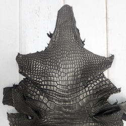 ワニ革 クロコ 半艶マット  黒　No.C009019 2枚目の画像