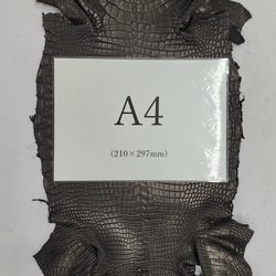 ワニ革 クロコ 半艶マット  黒　No.C009019 7枚目の画像