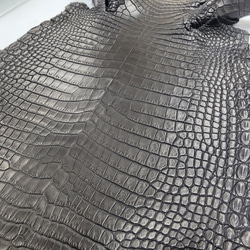 ワニ革 クロコ 半艶マット  黒　No.C009019 13枚目の画像