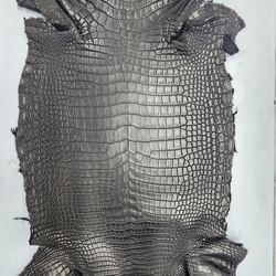 ワニ革 クロコ 半艶マット  黒　No.C009019 3枚目の画像