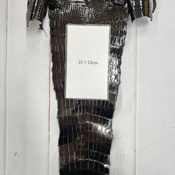 ワニ革 クロコ グレージング仕上げ  黒　No.C008972 8枚目の画像