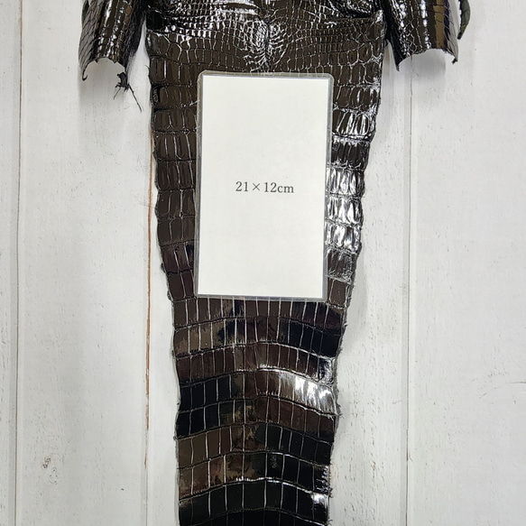 ワニ革 クロコ グレージング仕上げ  黒　No.C008972 8枚目の画像