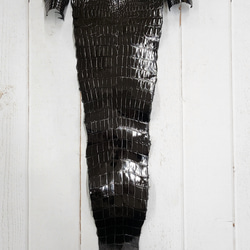 ワニ革 クロコ グレージング仕上げ  黒　No.C008972 4枚目の画像