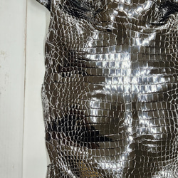 ワニ革 クロコ グレージング仕上げ  黒　No.C008972 9枚目の画像