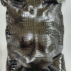 ワニ革 クロコ グレージング仕上げ  黒　No.C008972 3枚目の画像