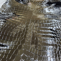 ワニ革 クロコ グレージング仕上げ  黒　No.C008972 12枚目の画像