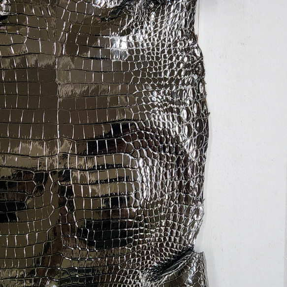 ワニ革 クロコ グレージング仕上げ  黒　No.C008972 10枚目の画像