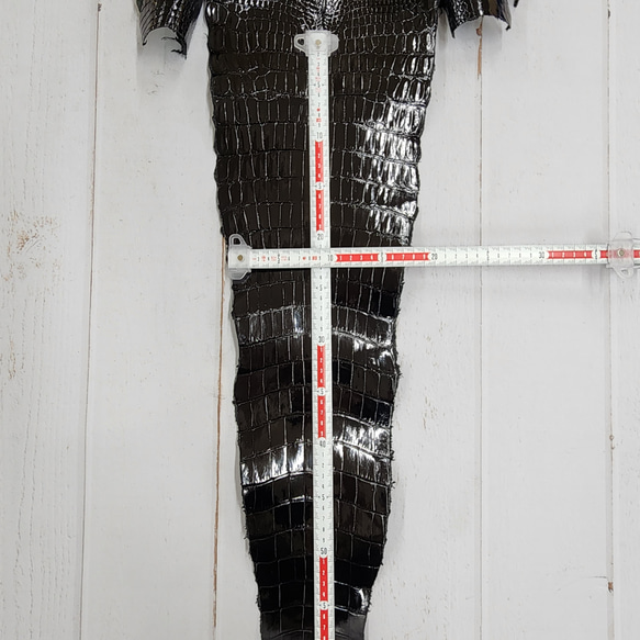 ワニ革 クロコ グレージング仕上げ  黒　No.C008972 6枚目の画像