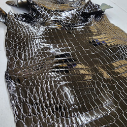 ワニ革 クロコ グレージング仕上げ  黒　No.C008972 11枚目の画像