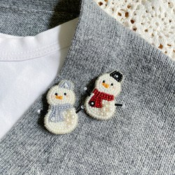 雪だるま刺繍ブローチ⭐︎冬ホリデーアクセサリー⭐︎受注制作品 10枚目の画像