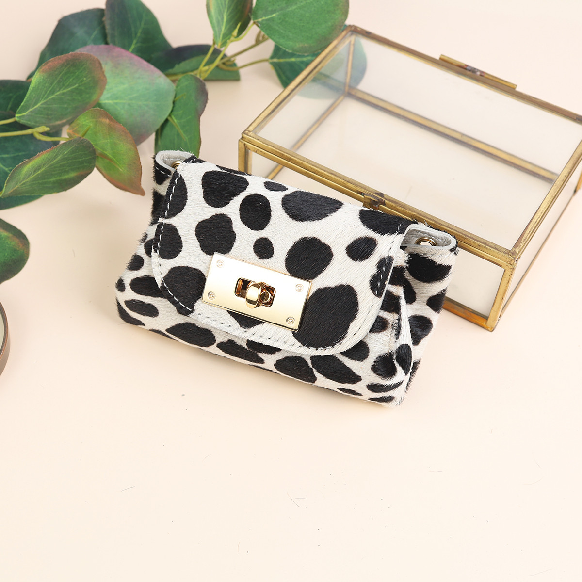 【毛付きダルメシアン/オールインミニウォレット】身軽にキメるミニ財布/コンパクト/ハラコ/イタリアンレザー【DOOON】