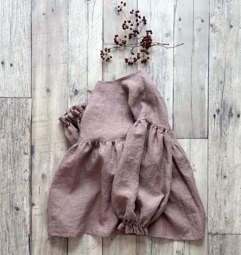 【新色・3日以内に発送】そよ風のブラウス 長袖　Belgium linen 100% *さくら